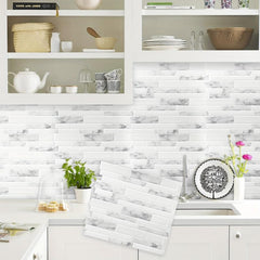 10 Sheets Tile Sticker Modern Marble Patterned 3D Backsplash Peel and Stick Tile