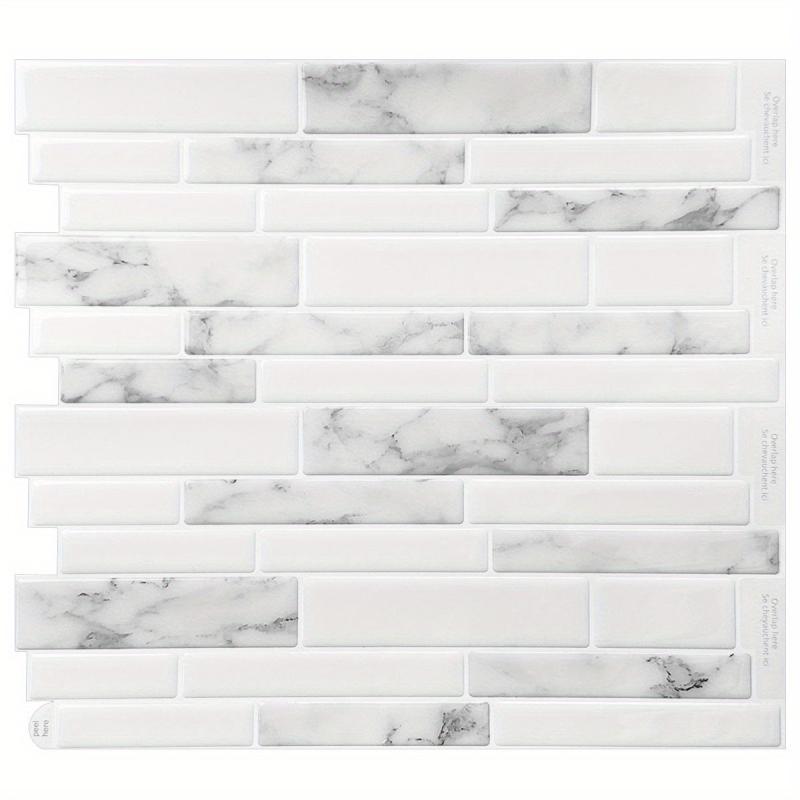 10 Sheets Tile Sticker Modern Marble Patterned 3D Backsplash Peel and Stick Tile