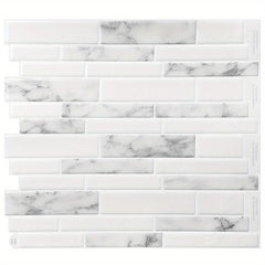 10 Sheets Tile Sticker Modern Marble Patterned 3D Backsplash Peel and Stick Tile