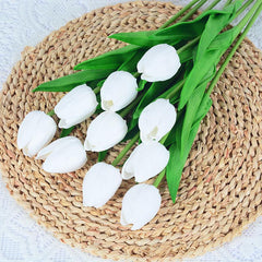16Pcs Artificial Tulip Flowers Real Touch for Home Office Party Wedding