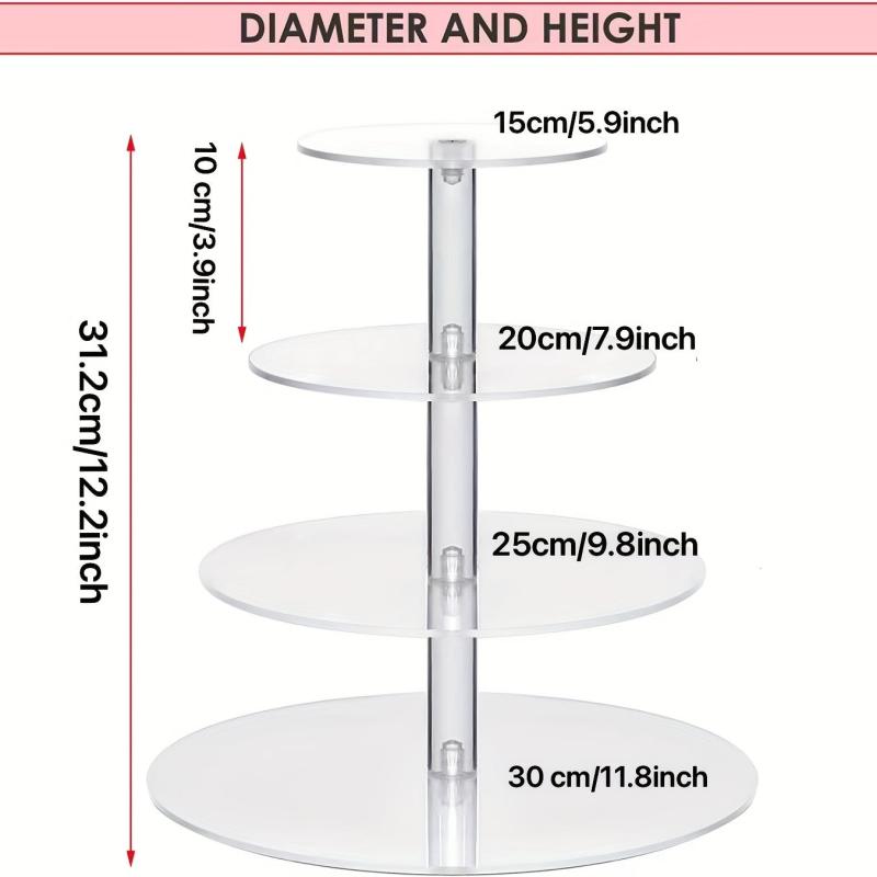 4 Tier Clear Acrylic Cupcake Stand for Parties and Events