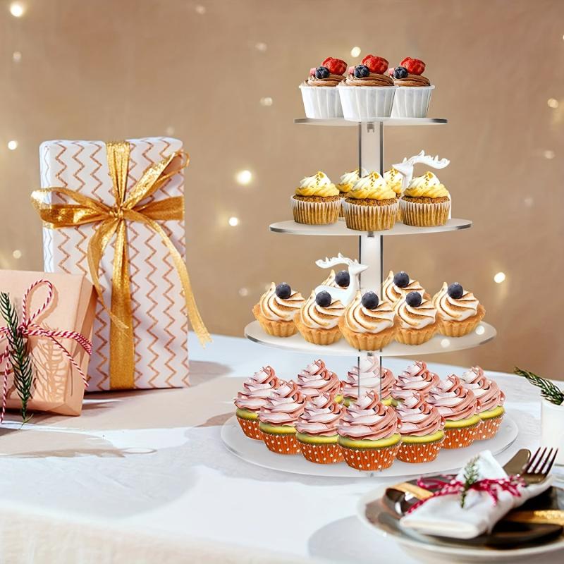 4 Tier Clear Acrylic Cupcake Stand for Parties and Events