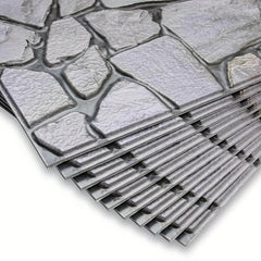 10pcs Marble Tiles 3D PVC Wall Sticker Self Adhesive Gray Brick Waterproof
