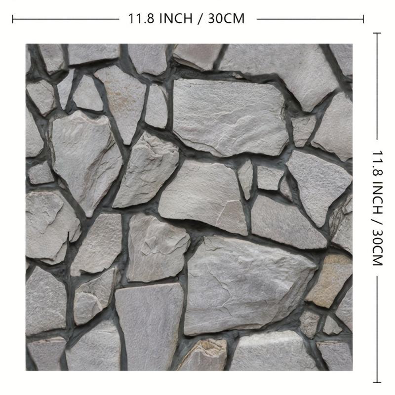 10pcs Marble Tiles 3D PVC Wall Sticker Self Adhesive Gray Brick Waterproof