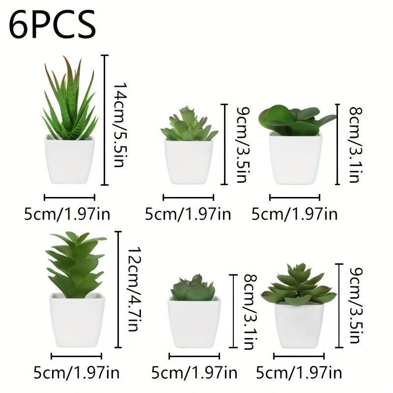 6 Mini Pots Faux Succulent Greenery Simulation Ornament