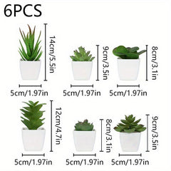 6 Mini Pots Faux Succulent Greenery Simulation Ornament