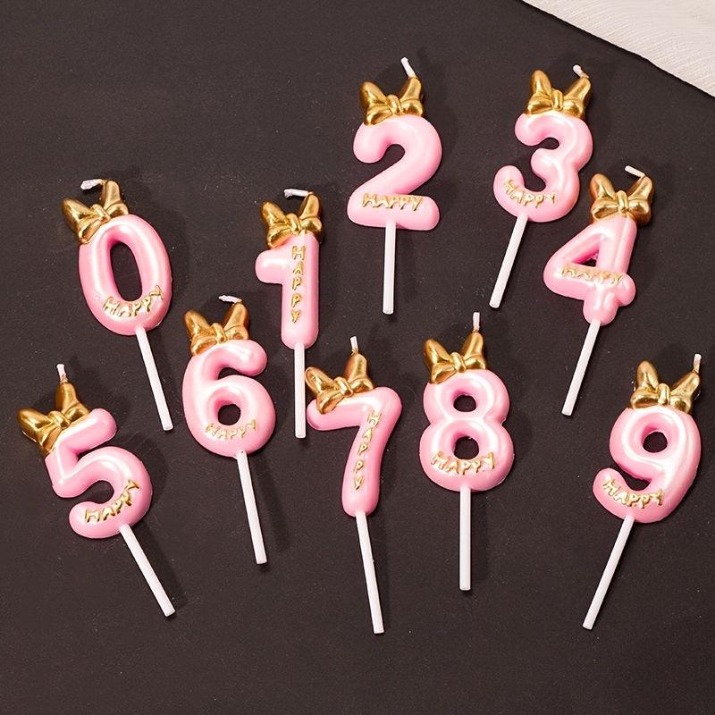 Pink Digital Candle Small Top Hat Birthday Candle Decoration Gift Room Decor