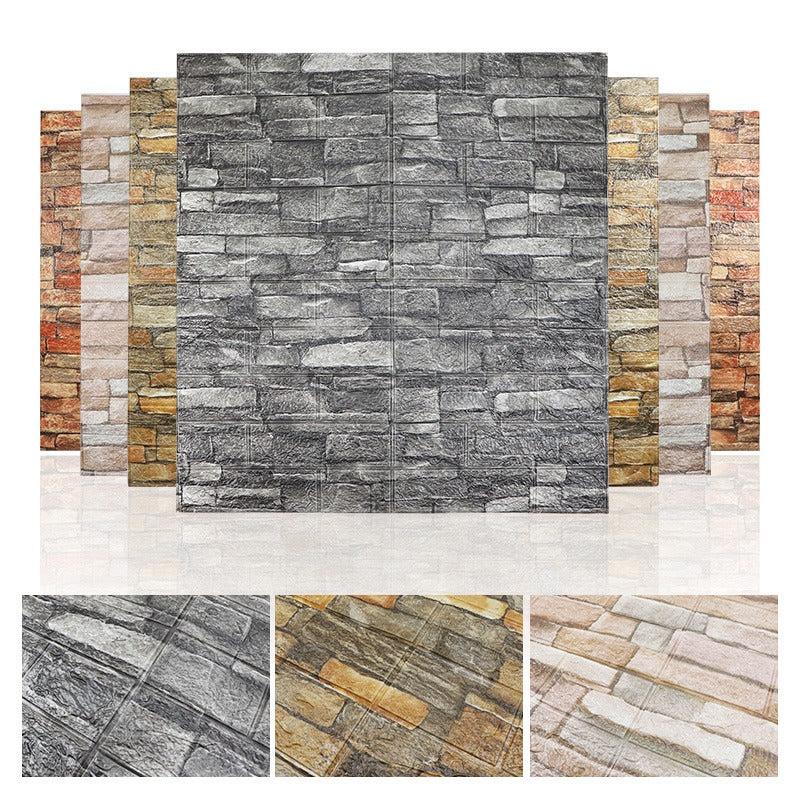 10pcs 3D Brick Grain Wallpaper Self Adhesive Waterproof Wall Sticker