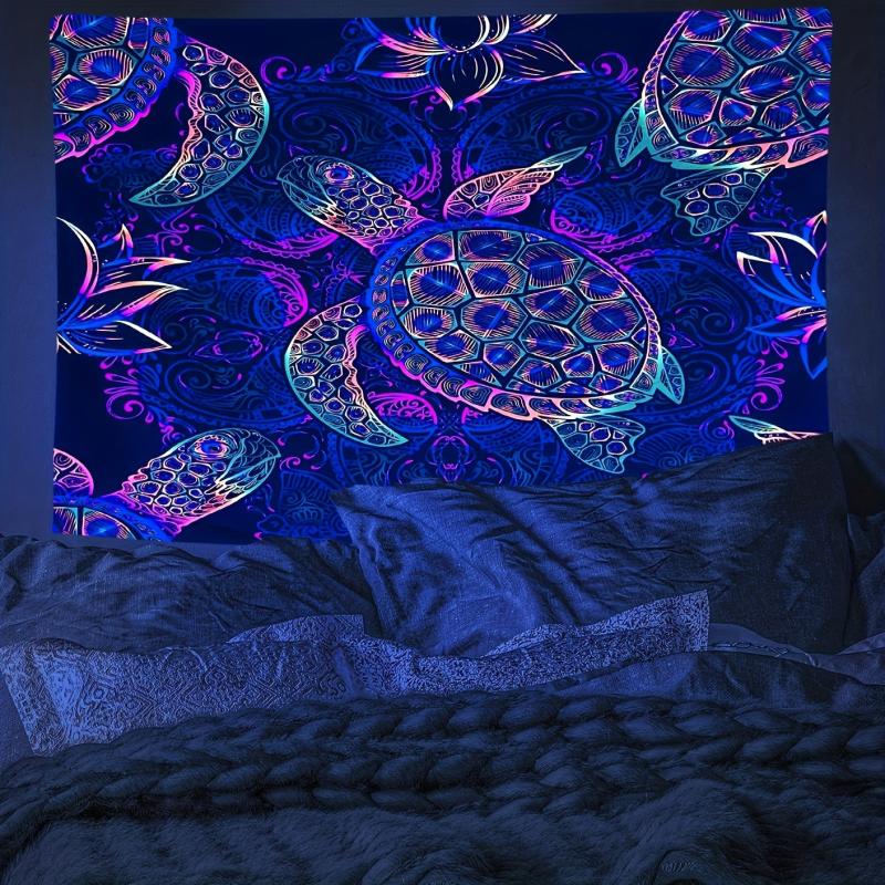 Moon Forest Mushroom UV Light Tapestry Peach Skin Fluorescent Hanging