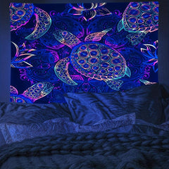 Moon Forest Mushroom UV Light Tapestry Peach Skin Fluorescent Hanging
