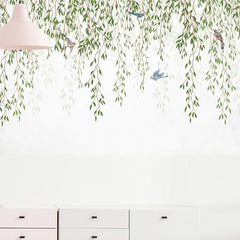 Birds on Willow Branch Wall Sticker Self Adhesive Decal for Home Decor
