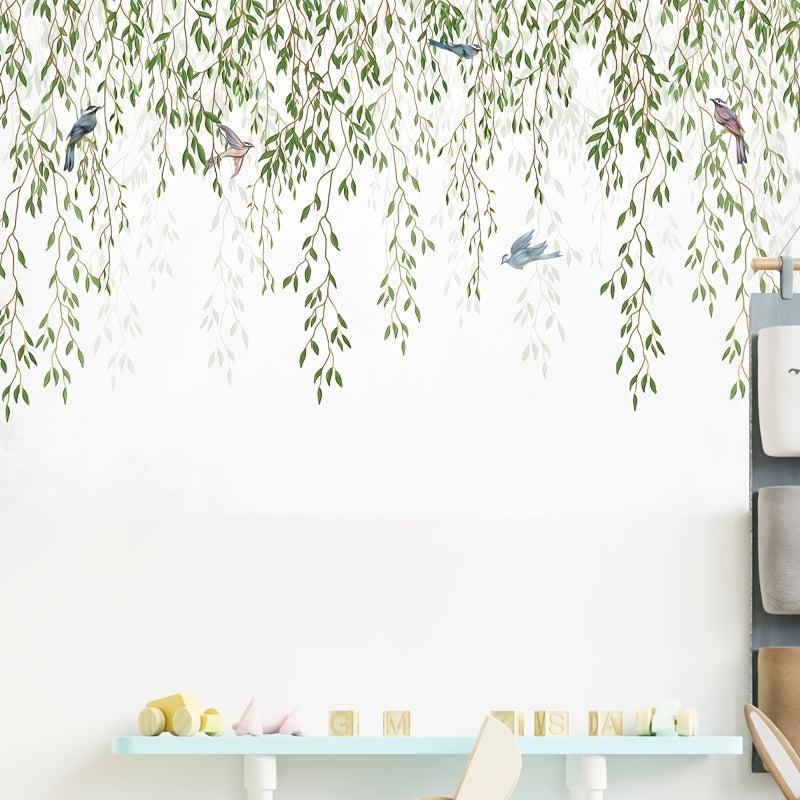 Birds on Willow Branch Wall Sticker Self Adhesive Decal for Home Decor