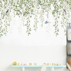 Birds on Willow Branch Wall Sticker Self Adhesive Decal for Home Decor