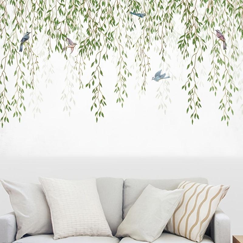 Birds on Willow Branch Wall Sticker Self Adhesive Decal for Home Decor