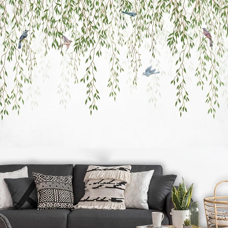 Birds on Willow Branch Wall Sticker Self Adhesive Decal for Home Decor