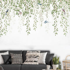 Birds on Willow Branch Wall Sticker Self Adhesive Decal for Home Decor