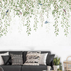 Birds on Willow Branch Wall Sticker Self Adhesive Decal for Home Decor
