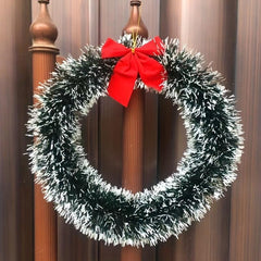 Festive Green Christmas Wreath with Red Bowknot