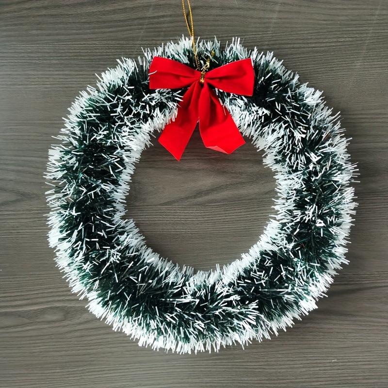 Festive Green Christmas Wreath with Red Bowknot