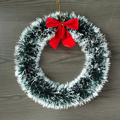 Festive Green Christmas Wreath with Red Bowknot