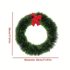 Festive Green Christmas Wreath with Red Bowknot