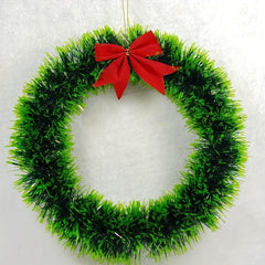 Festive Green Christmas Wreath with Red Bowknot