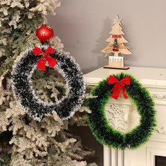 Festive Green Christmas Wreath with Red Bowknot
