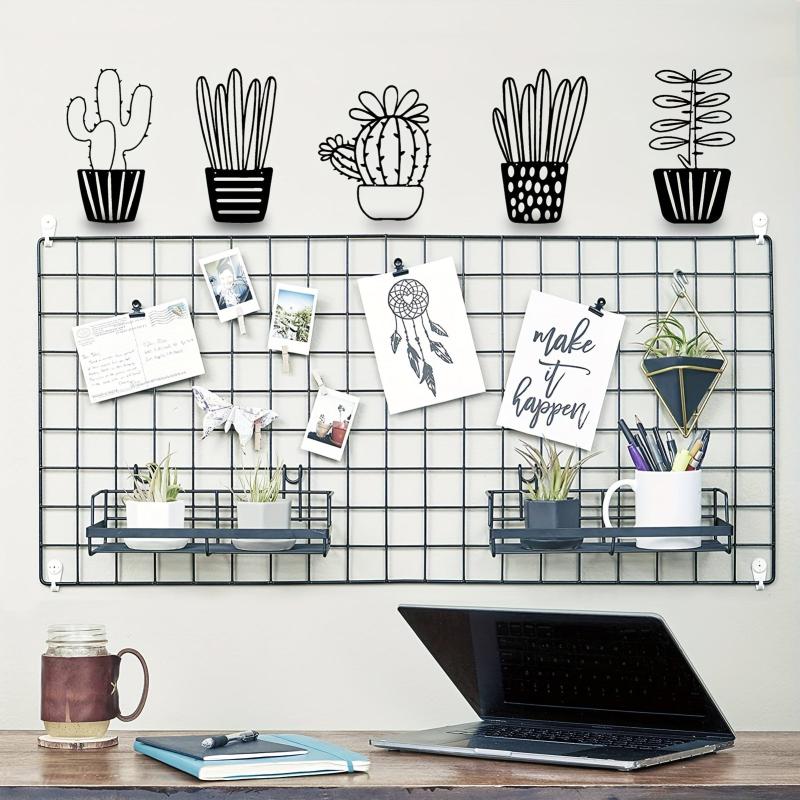 5pcs Set Metal Cactus Wall Decor Minimalist Succulent Plant Pot Flower Wall Art