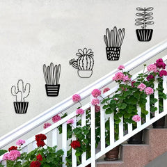 5pcs Set Metal Cactus Wall Decor Minimalist Succulent Plant Pot Flower Wall Art