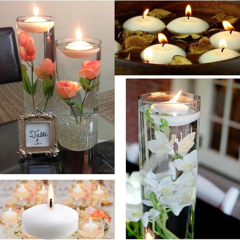 Red Floating Candles 36-200pcs Circular Odorless for Weddings Pool Parties