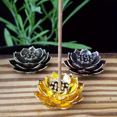 Golden Lotus Incense Burner for Aromatherapy Home Decor
