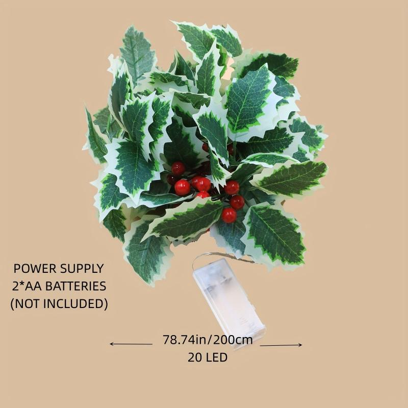 Lighted Christmas Red Berry Rattan Decoration for Home Fireplace
