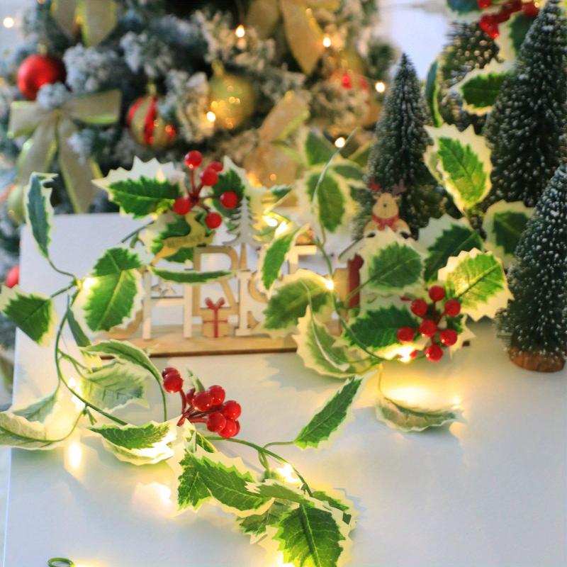 Lighted Christmas Red Berry Rattan Decoration for Home Fireplace