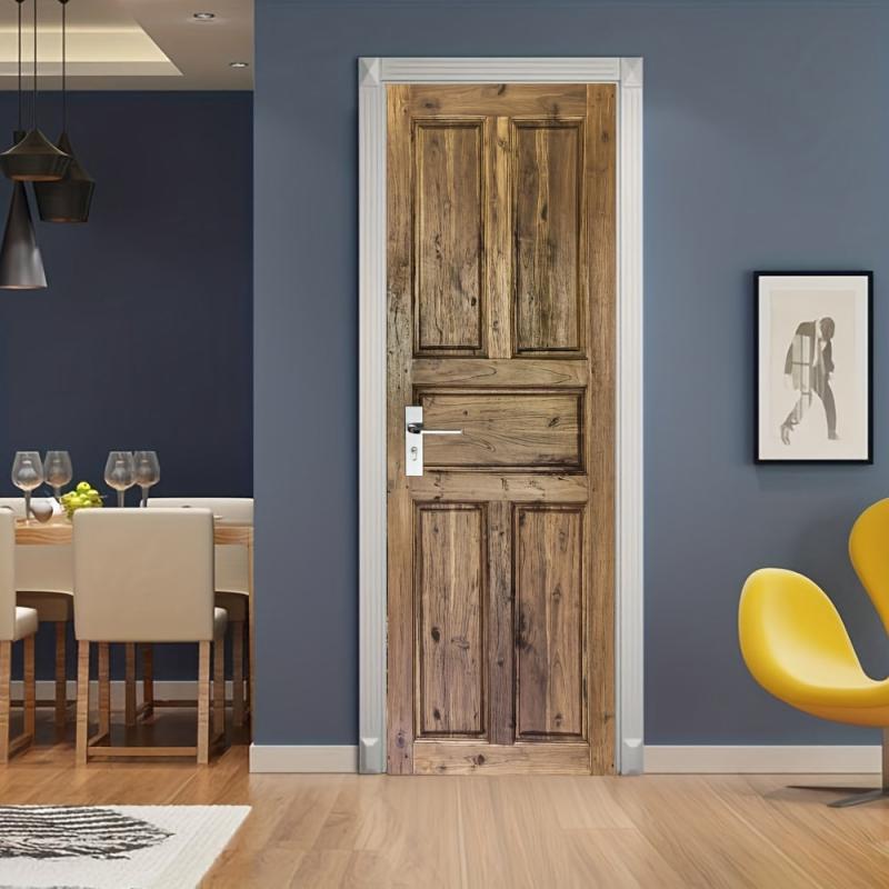 3D Old Wood Door Decal Decorative Mural Waterproo...