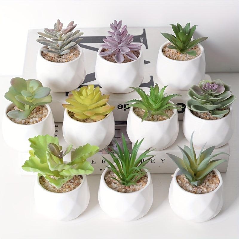 Small Potted Succulents Home Table Decor Artificial Plants