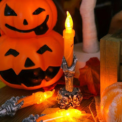 Spooky Halloween Candle Lamp Skull Hand Lamp with Ghost Novelty Ornament