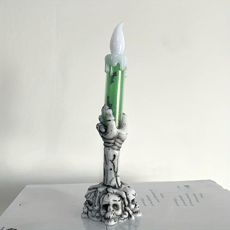Spooky Halloween Candle Lamp Skull Hand Lamp with Ghost Novelty Ornament