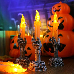 Spooky Halloween Candle Lamp Skull Hand Lamp with Ghost Novelty Ornament