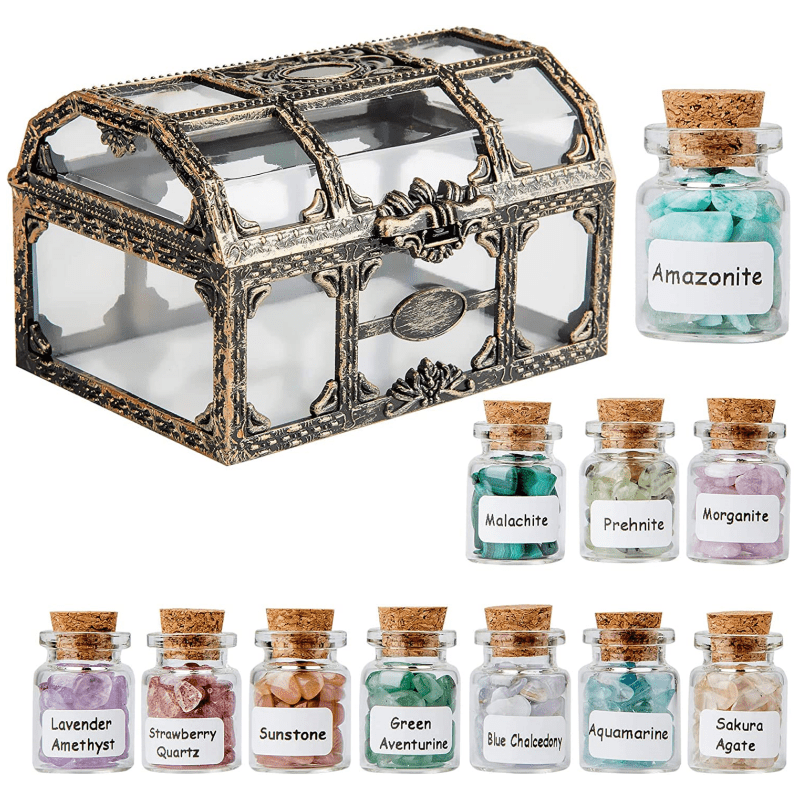 Crystal Chip Gem Bottle Set Mini Crystals For Spell Jars Witchcraft
