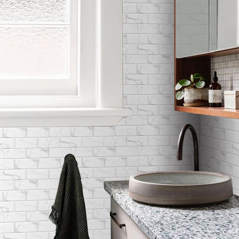 Waterproof Marble Tile Sticker for Kitchen and Bathroom Backsplash