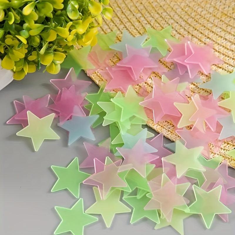 100pcs Glow In The Dark Star Stickers Mixed Colors