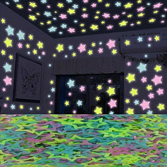100pcs Glow In The Dark Star Stickers Mixed Colors