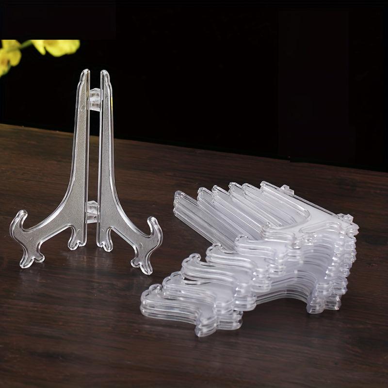 5pcs Clear Plastic Easels Stand Plate Holders Wedding Home Decoration