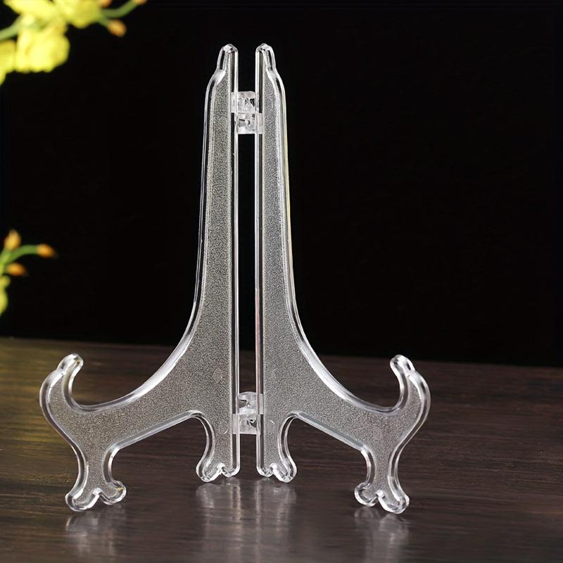 5pcs Clear Plastic Easels Stand Plate Holders Wedding Home Decoration