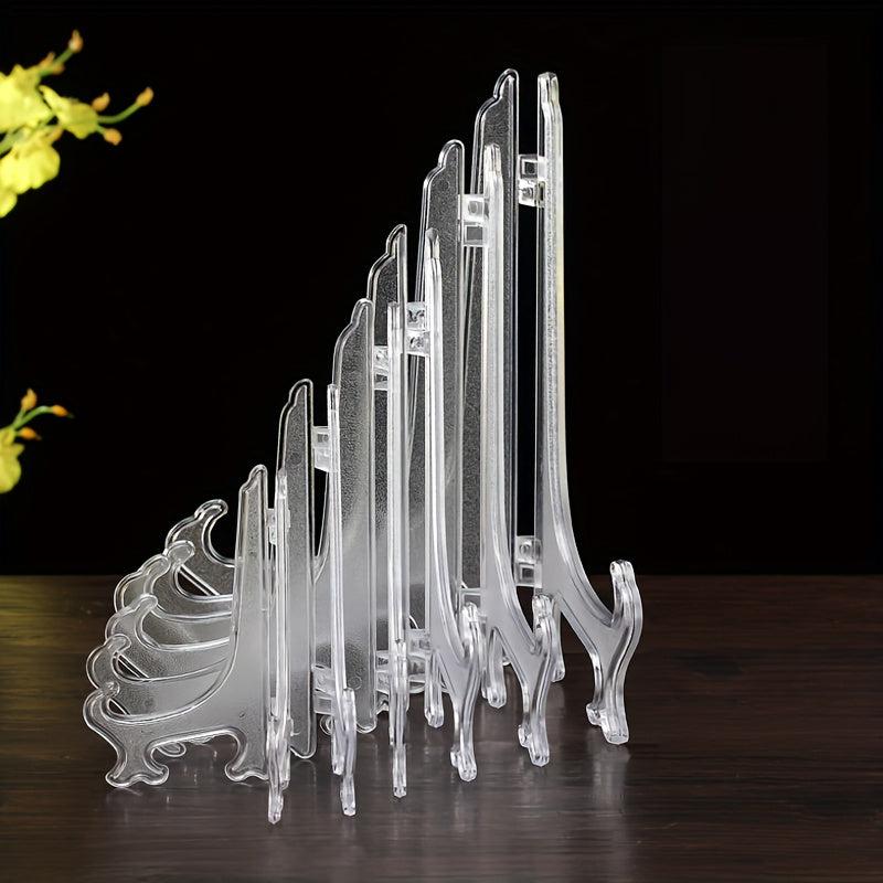 5pcs Clear Plastic Easels Stand Plate Holders Wedding Home Decoration