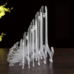 5pcs Clear Plastic Easels Stand Plate Holders Wedding Home Decoration