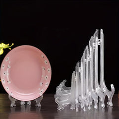 5pcs Clear Plastic Easels Stand Plate Holders Wedding Home Decoration