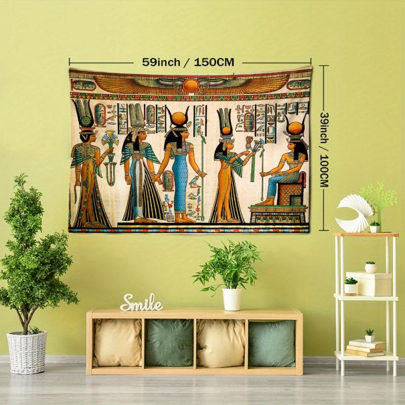 Egyptian Tapestry Wall Hanging for Home Decor - Installation Package Included