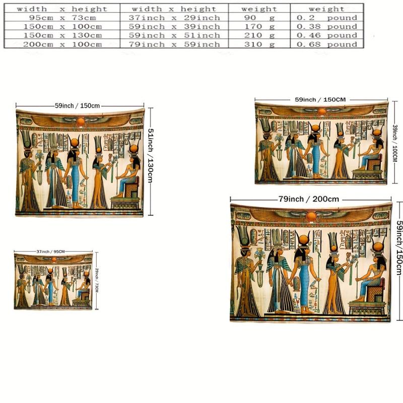 Egyptian Tapestry Wall Hanging for Home Decor - Installation Package Included