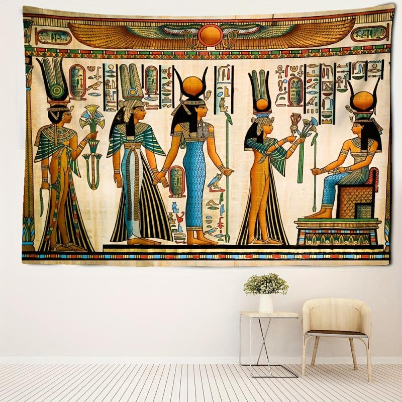 Egyptian Tapestry Wall Hanging for Home Decor - Installation Package Included